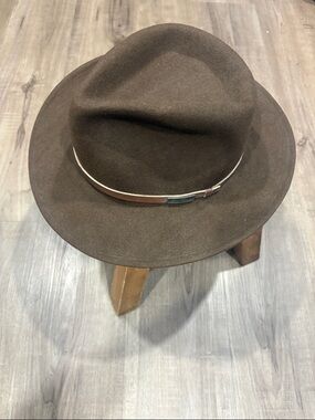 Vintage Eddie Bauer Lite Felt 100% Wool Brown Fedora Hat